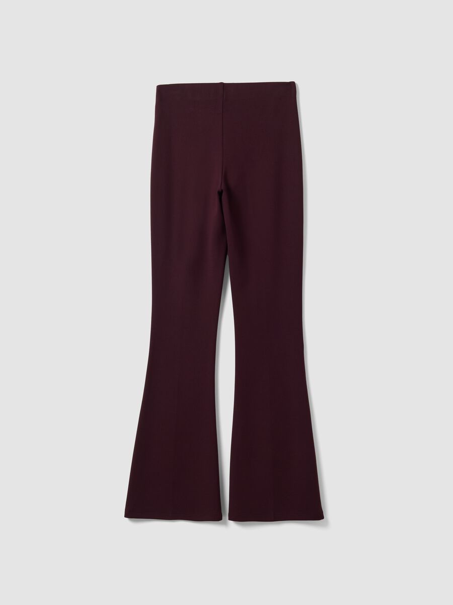 Burgundy flared leggings in stretch viscose Milano knit_6
