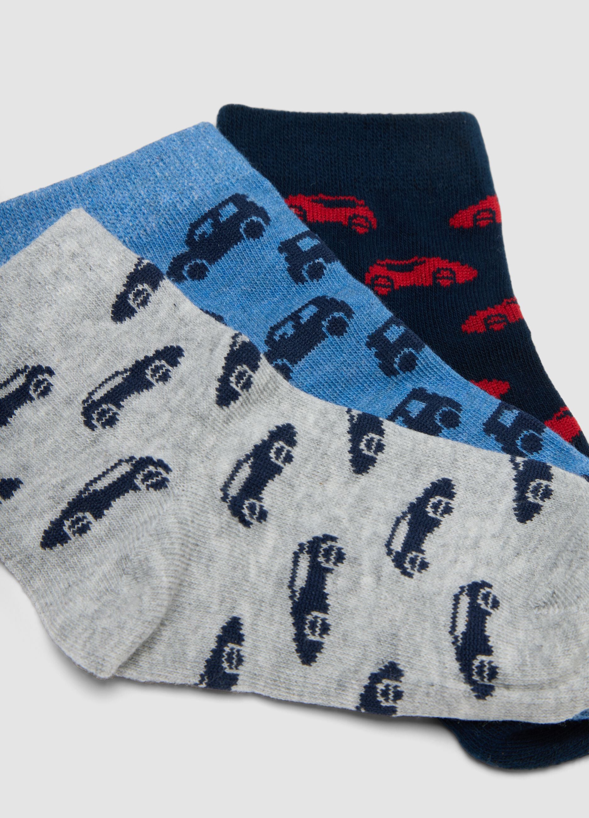 Seven-pack of short patterned socks in stretchy organic cotton