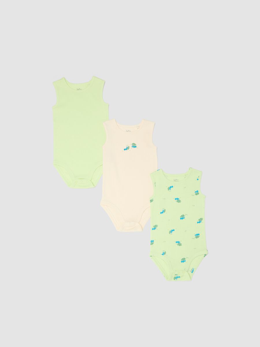 Tripack body in puro cotone multicolor da neonato con formiche_0
