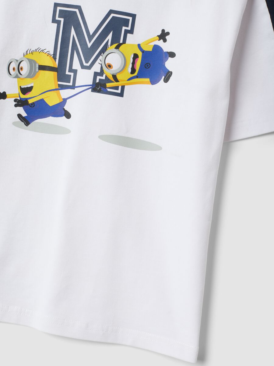 White oversized stretch cotton T-shirt with Minions print for boys_3