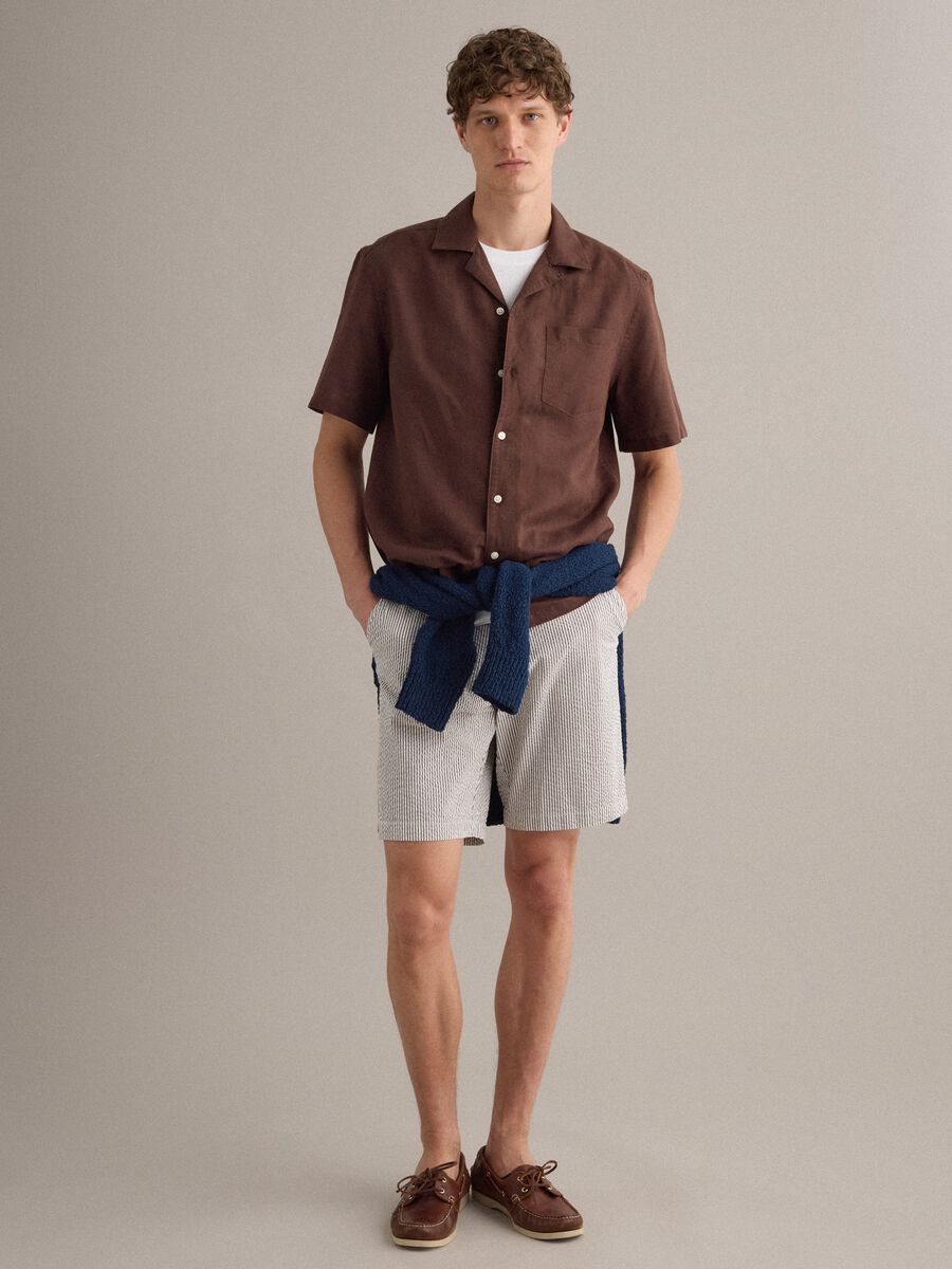 Multicolour striped regular-fit stretch cotton shorts_1
