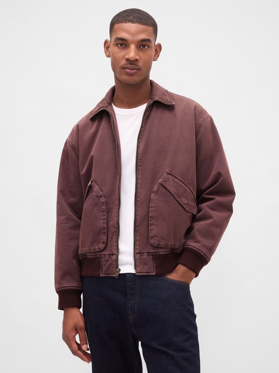 Brown jacket in pure cotton_0