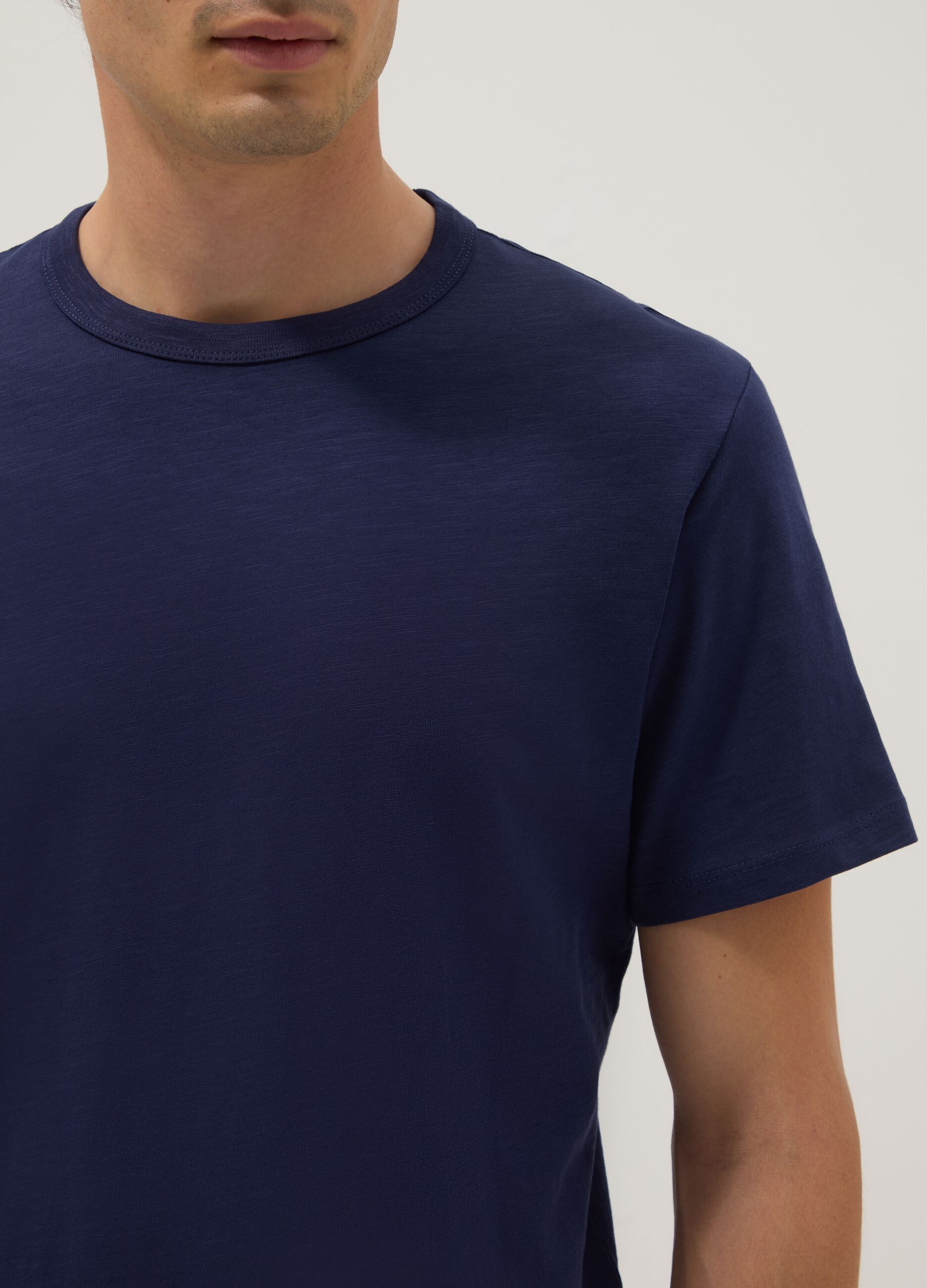 Blue short sleeve pure cotton t-shirt regular fit