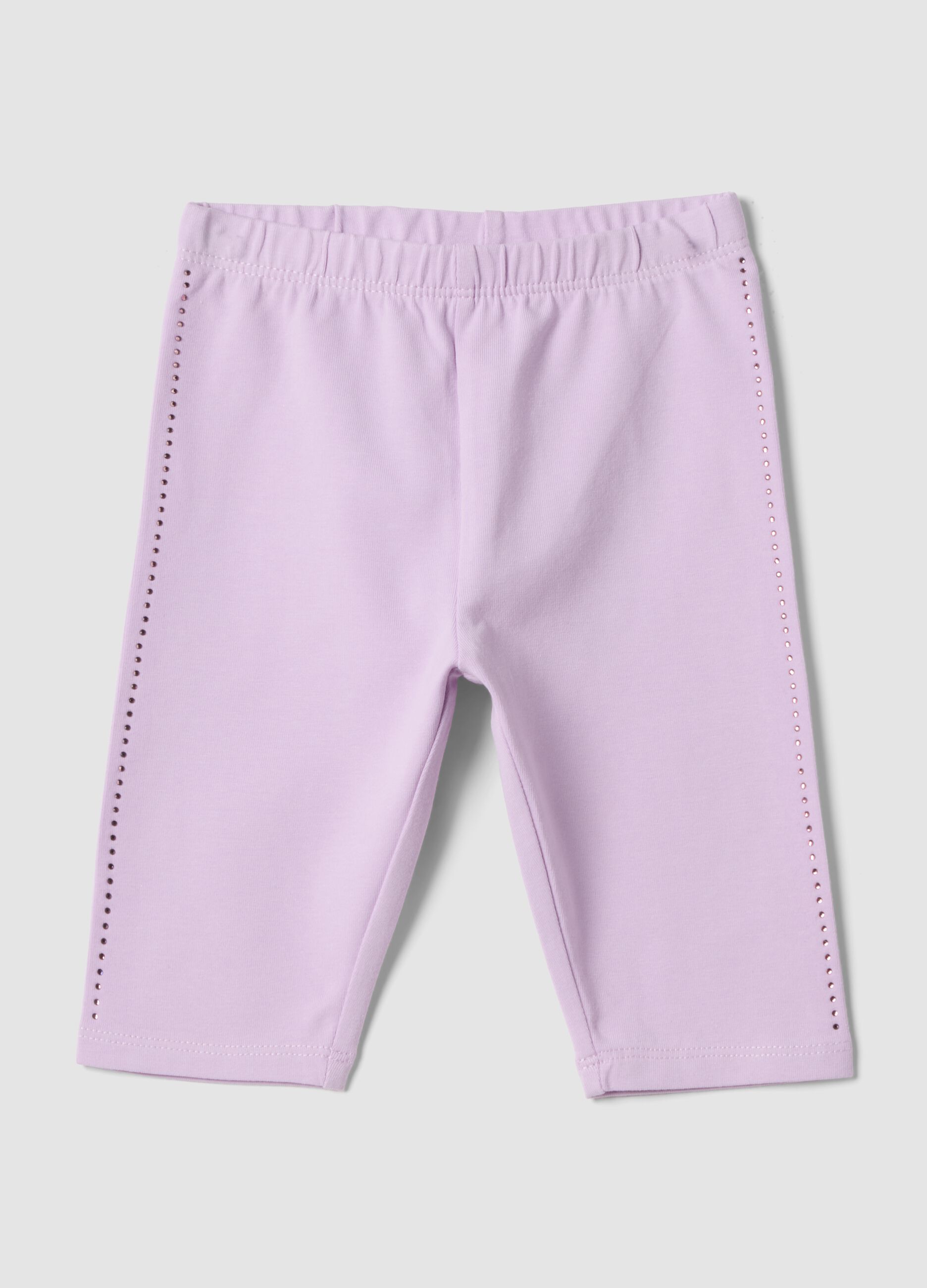 Pink slim-fit stretch organic cotton leggings for baby girls