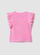 Girls&rsquo; pink stretch cotton vest top with ruffles_4