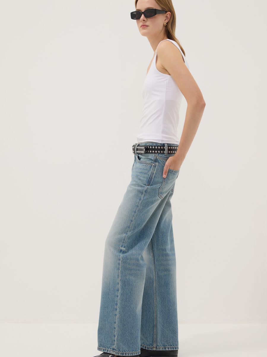 Light blue pure cotton straight-fit jeans_0