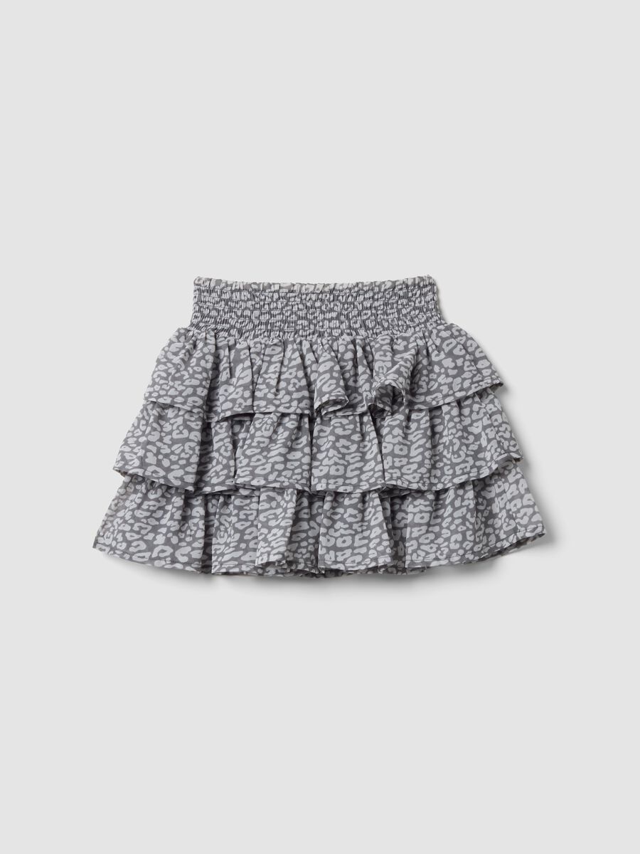 Girls&rsquo; grey tiered skirt with animal print_1