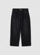 Black wide-leg cotton and viscose blend jeans for boys_0