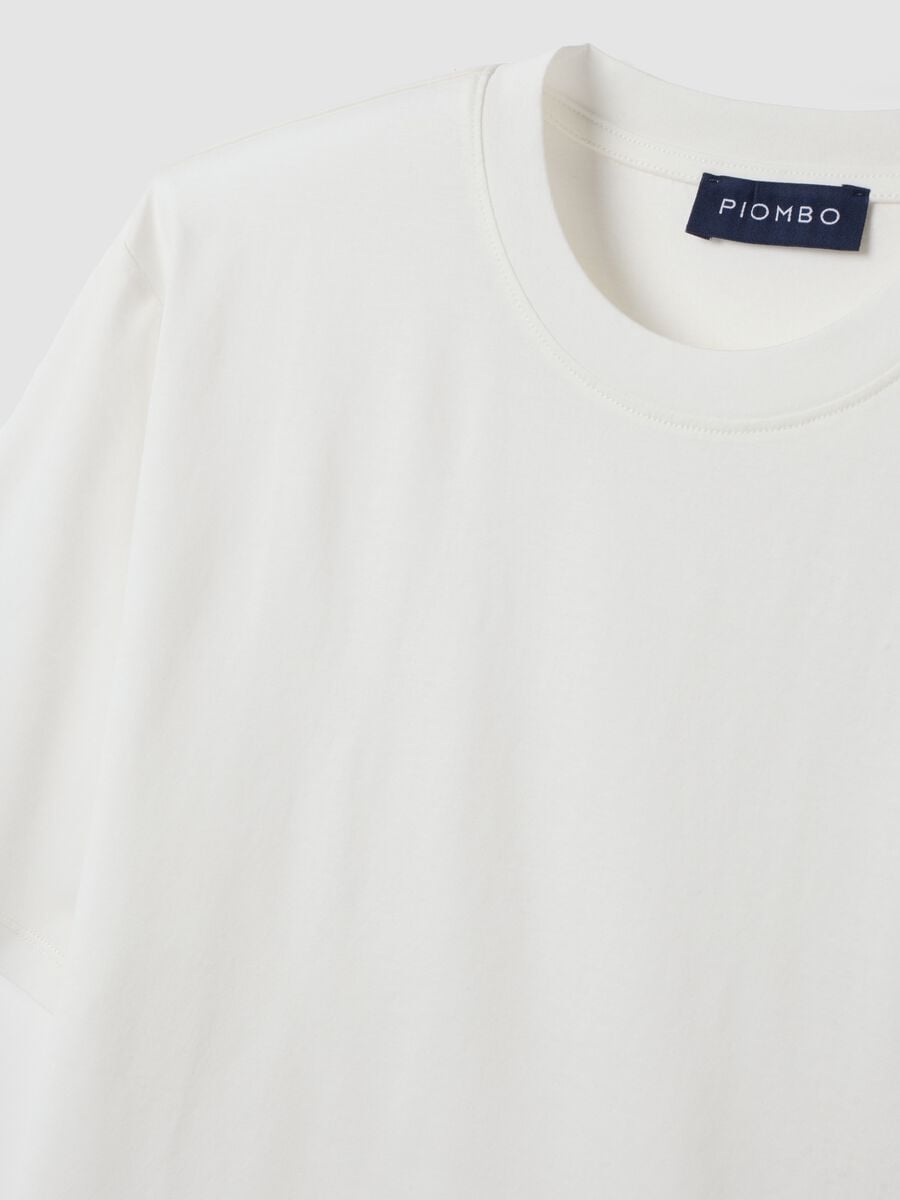 White pure cotton jersey T-shirt with crew neck, relaxed fit_5