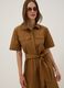 Brown pure cotton shirt dress with tie belt, regular fit_2