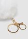 White keyring with pom-pom and kitten charm for girls_2
