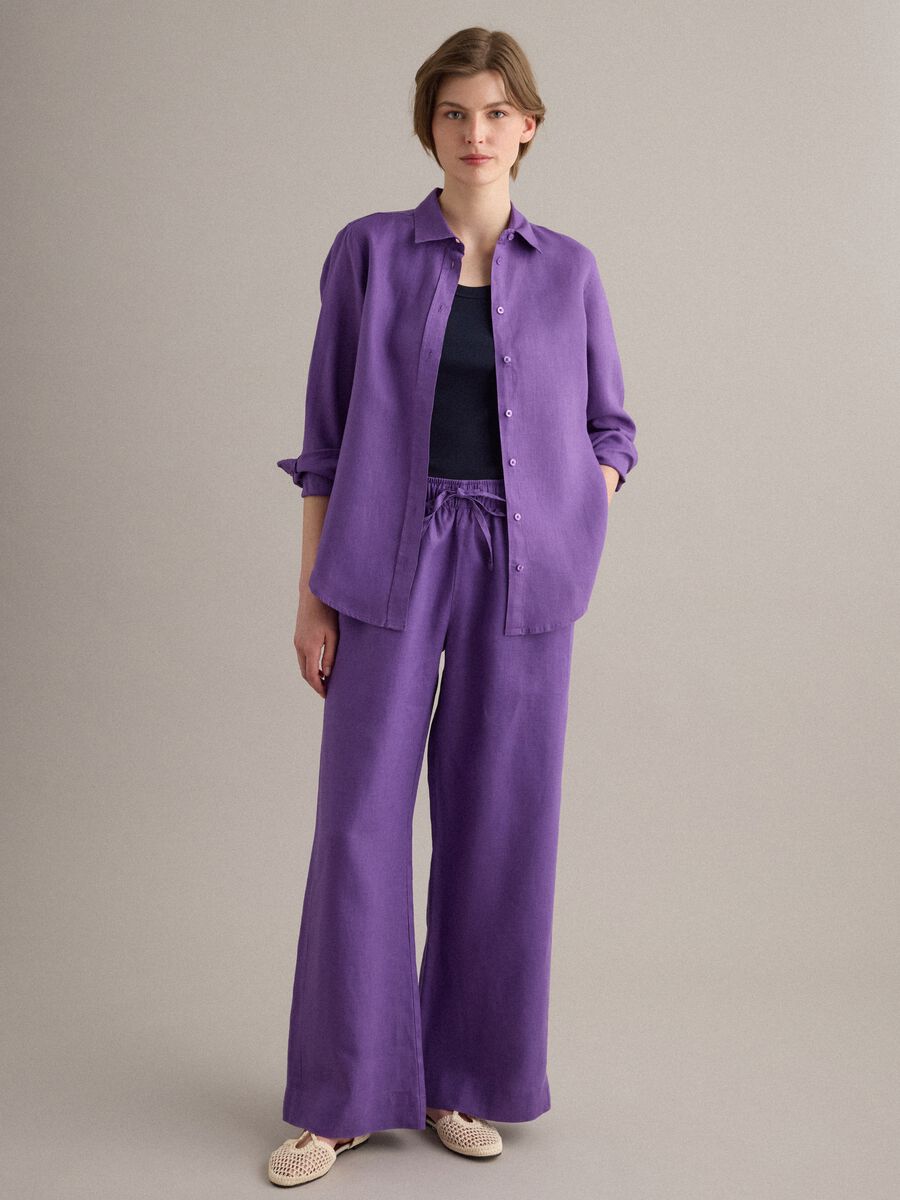 Purple pure linen regular fit shirt_2