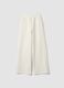 White cotton-blend fleece straight-leg trousers_0