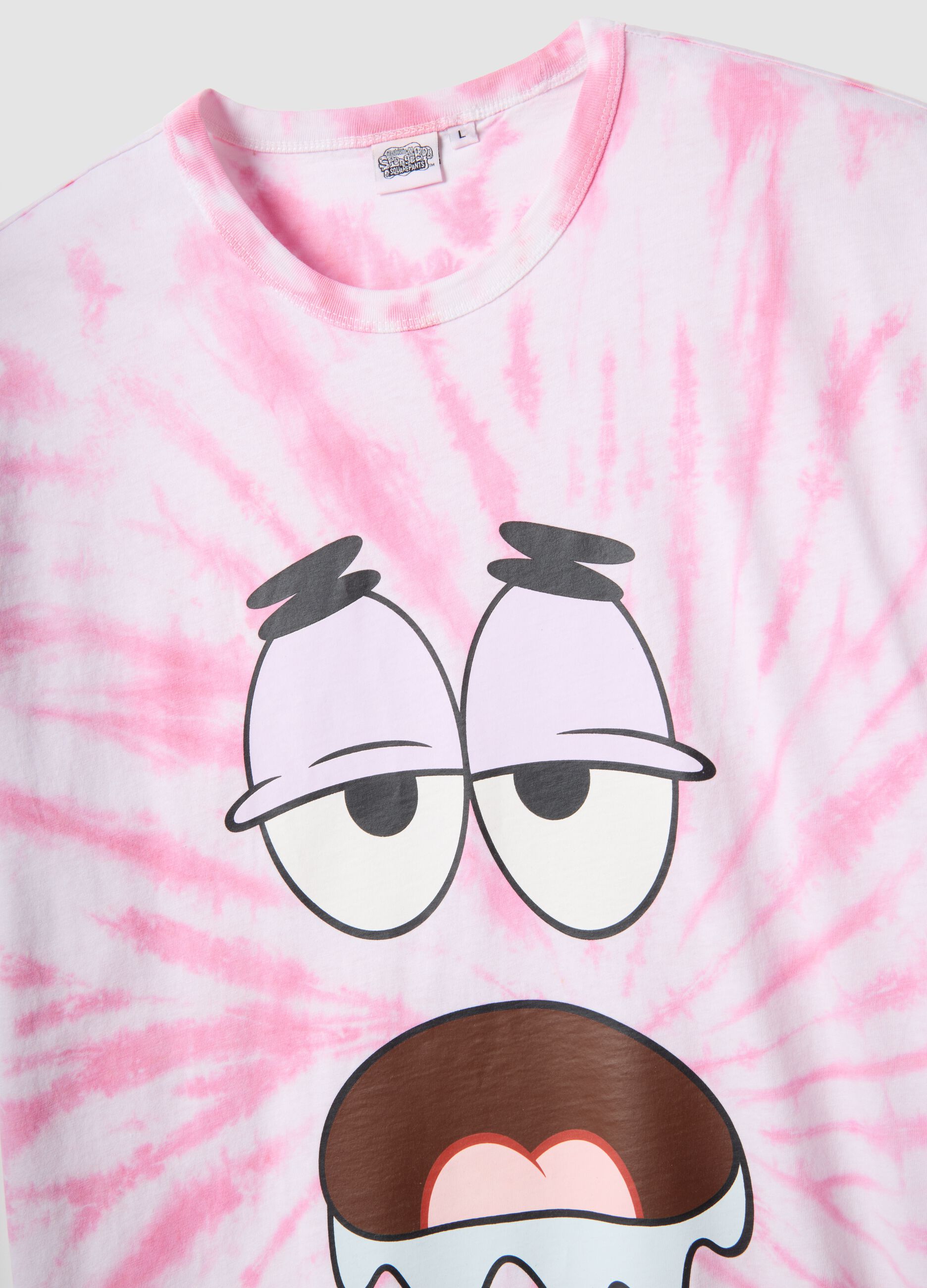 Multicolour pure cotton tie-dye regular fit T-shirt with Patrick Star