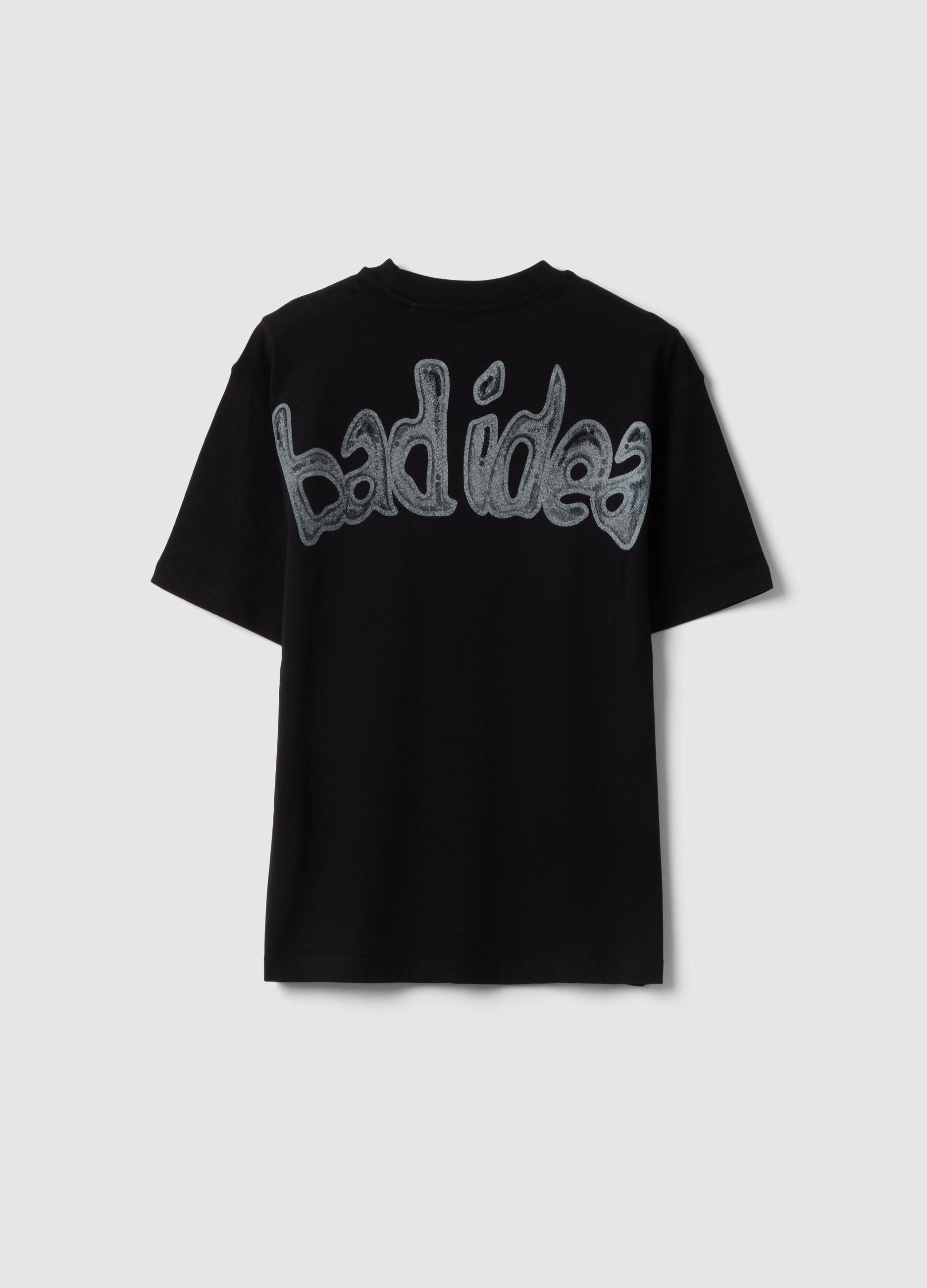 Black pure cotton oversize fit boys' t-shirt with print