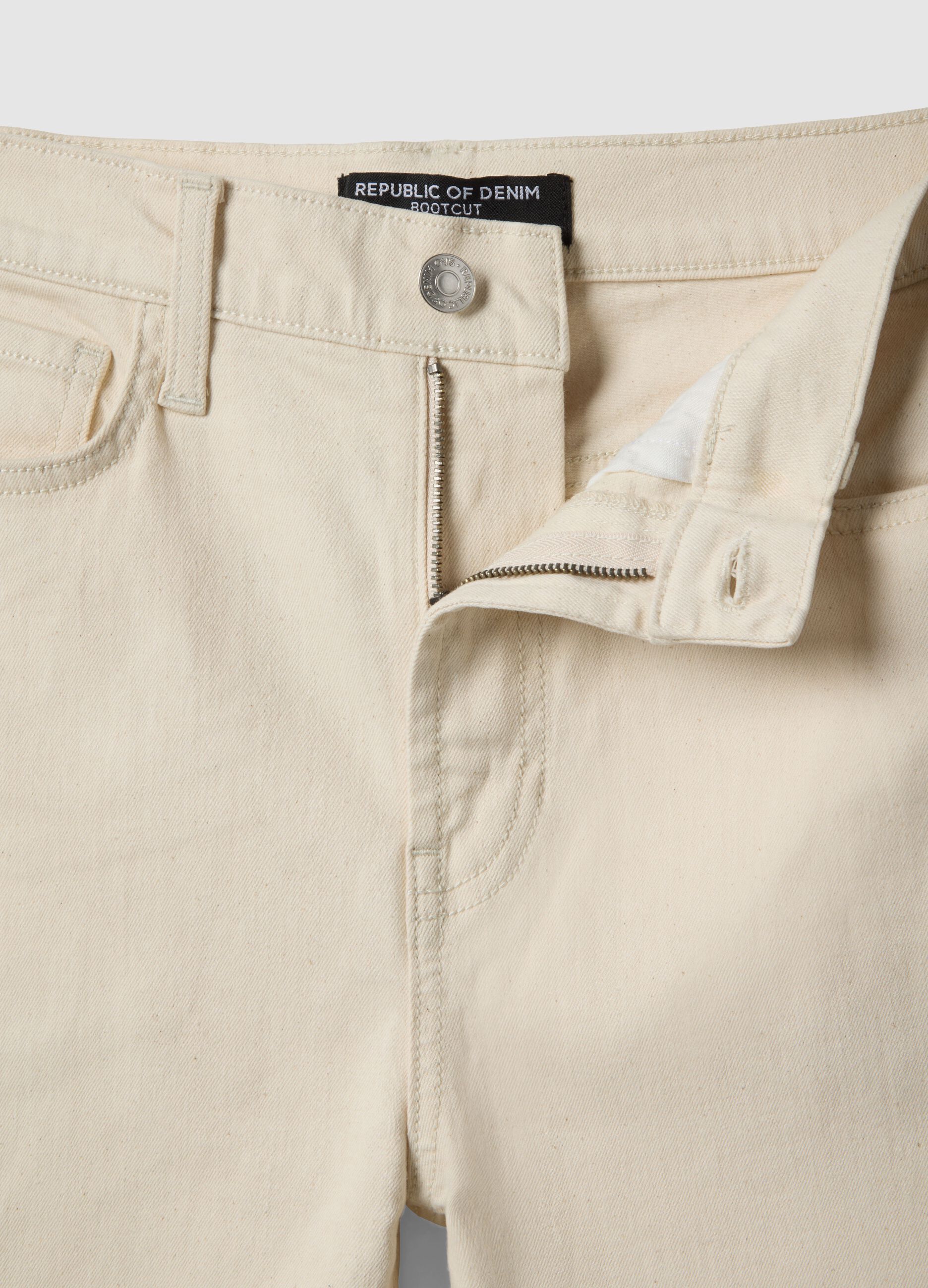 White Stretch Denim Cotton Bootcut Jeans