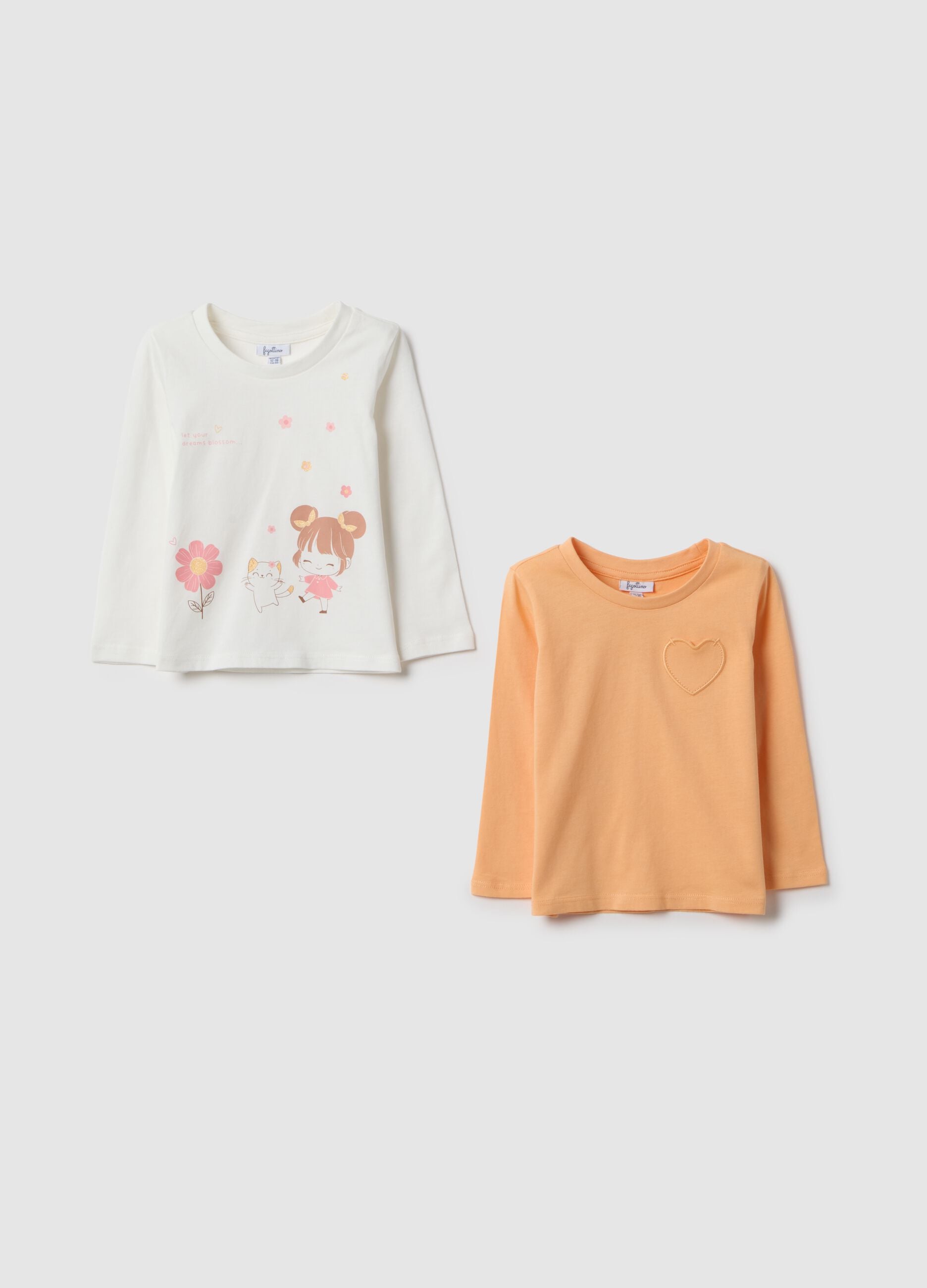 Multicolour pure cotton girl's t-shirt twin pack regular fit
