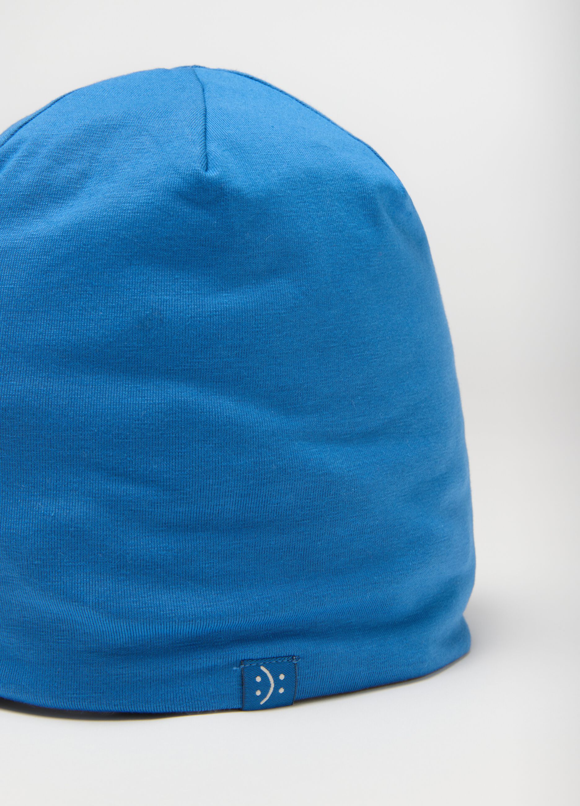 Children's blue stretch cotton hat with comfortable fit