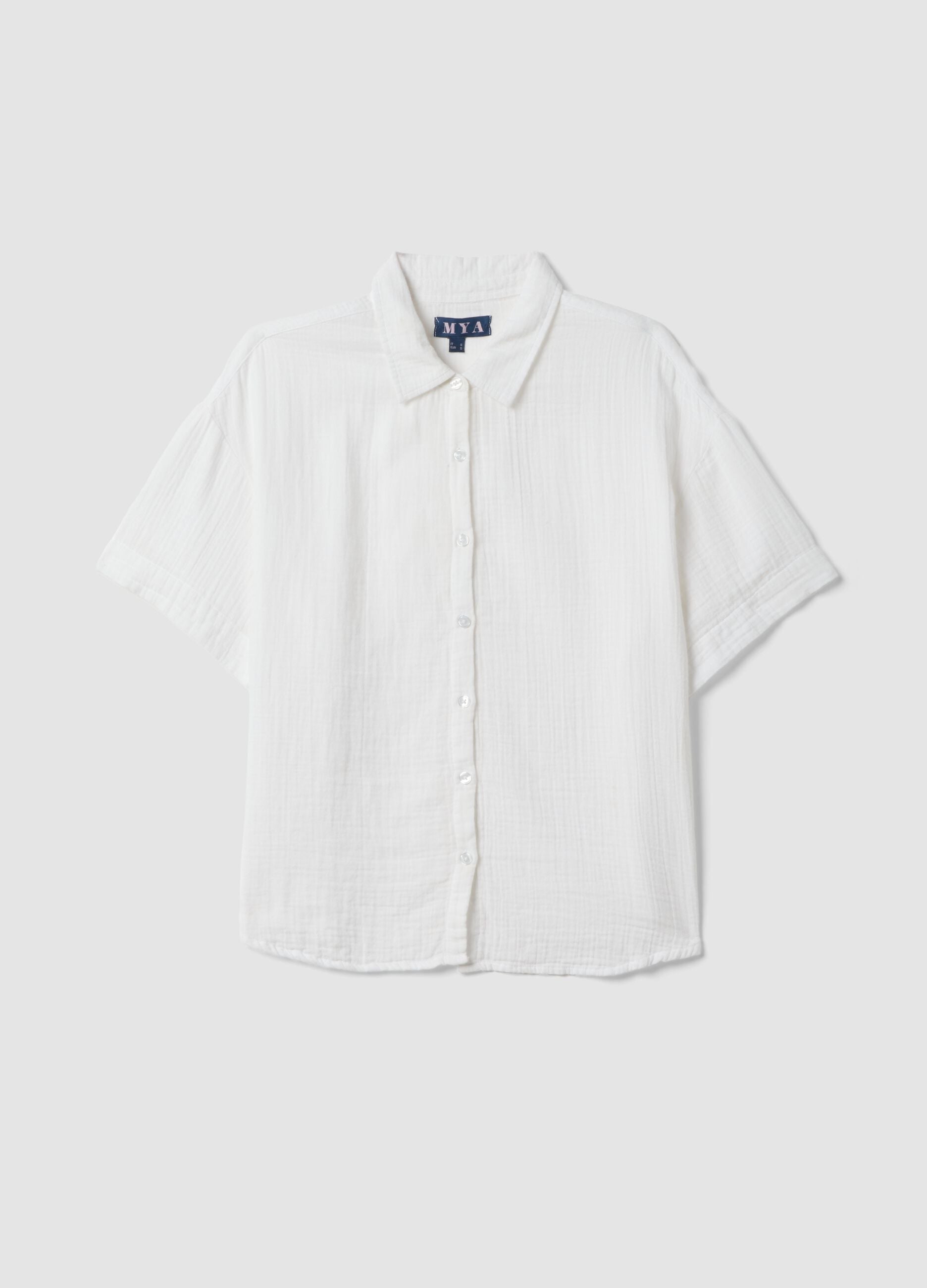 White pure cotton shirt with classic collar