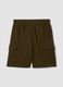 Green cotton-blend cargo shorts with pockets, relaxed fit_4