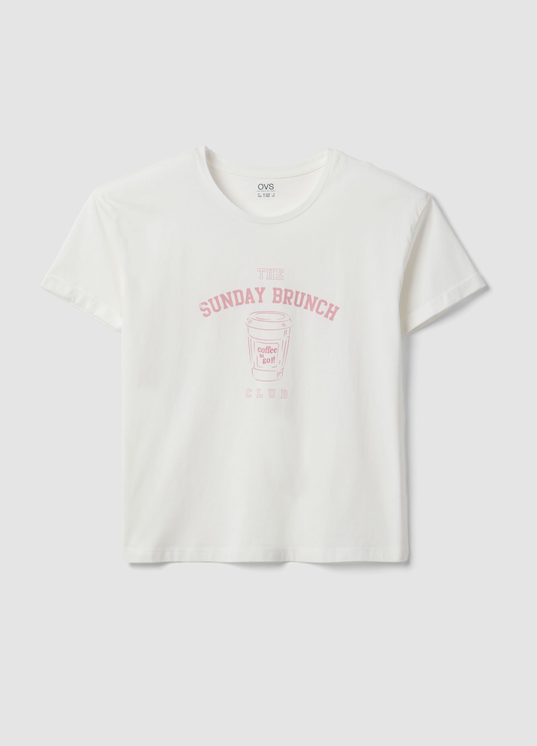 White organic cotton pyjama T-shirt with front slogan