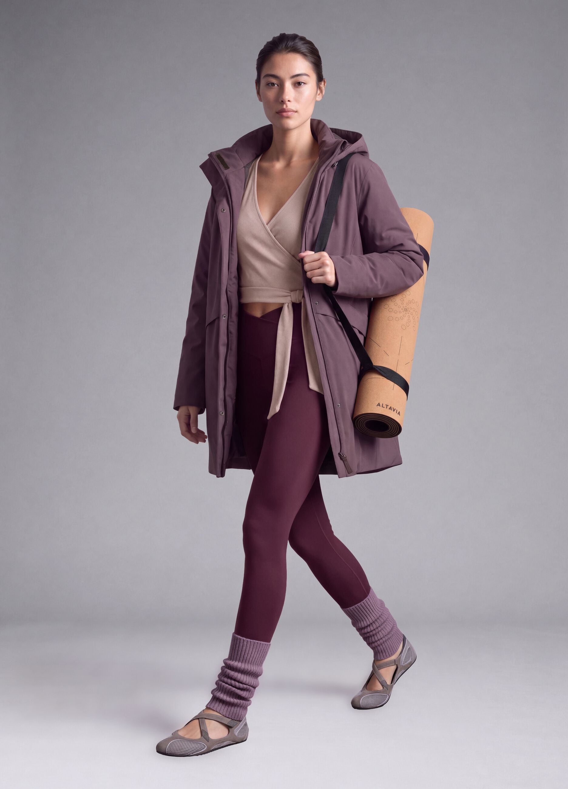 Water-repellent, breathable padded purple parka with hood ALTAVIA STUDIO