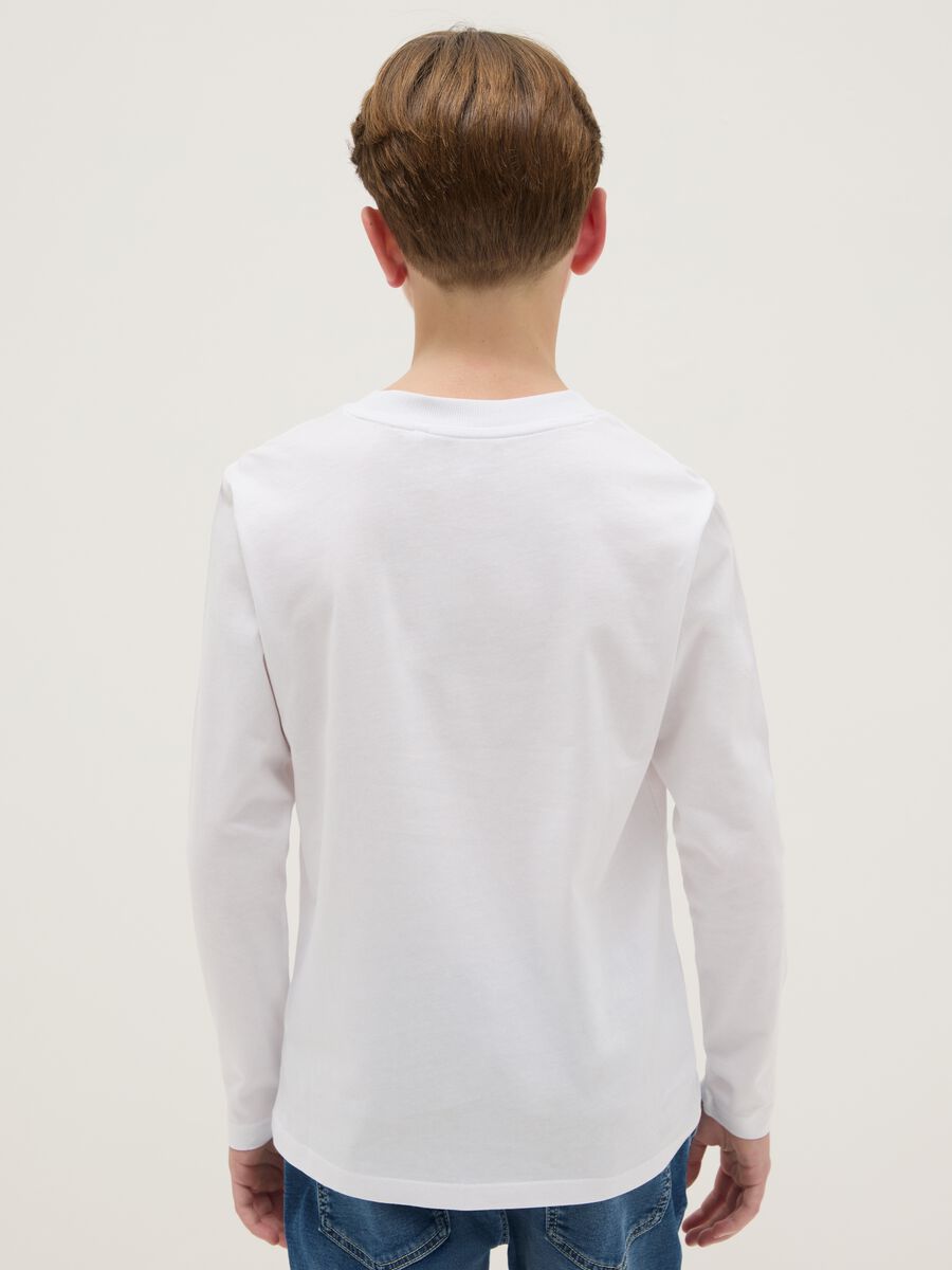 Boys' regular fit pure cotton white T-shirt with print_1