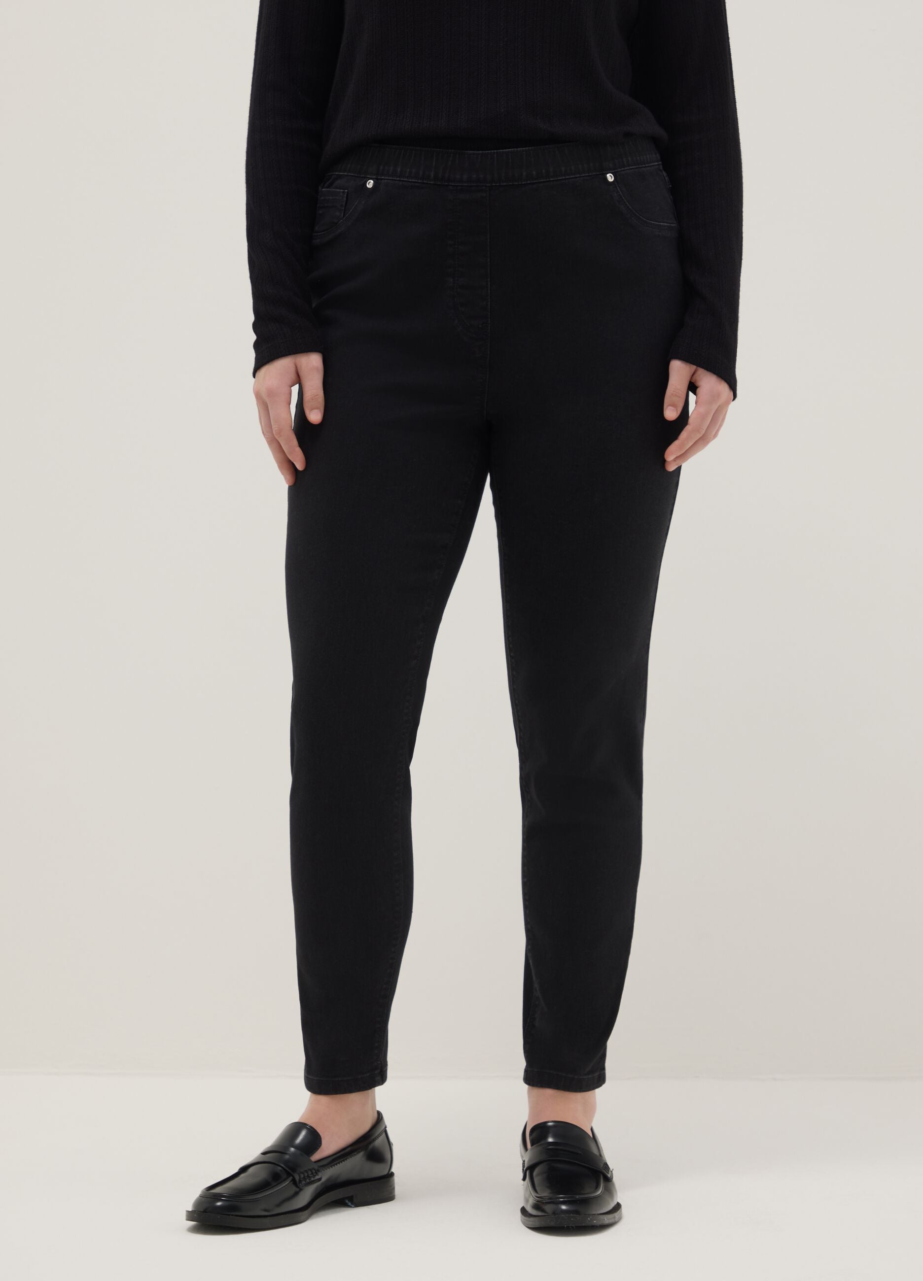 Black Stretch Cotton Skinny Fit Trousers