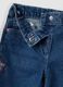 Blue wide-leg pure cotton jeans with embroidered stars for baby girl_2