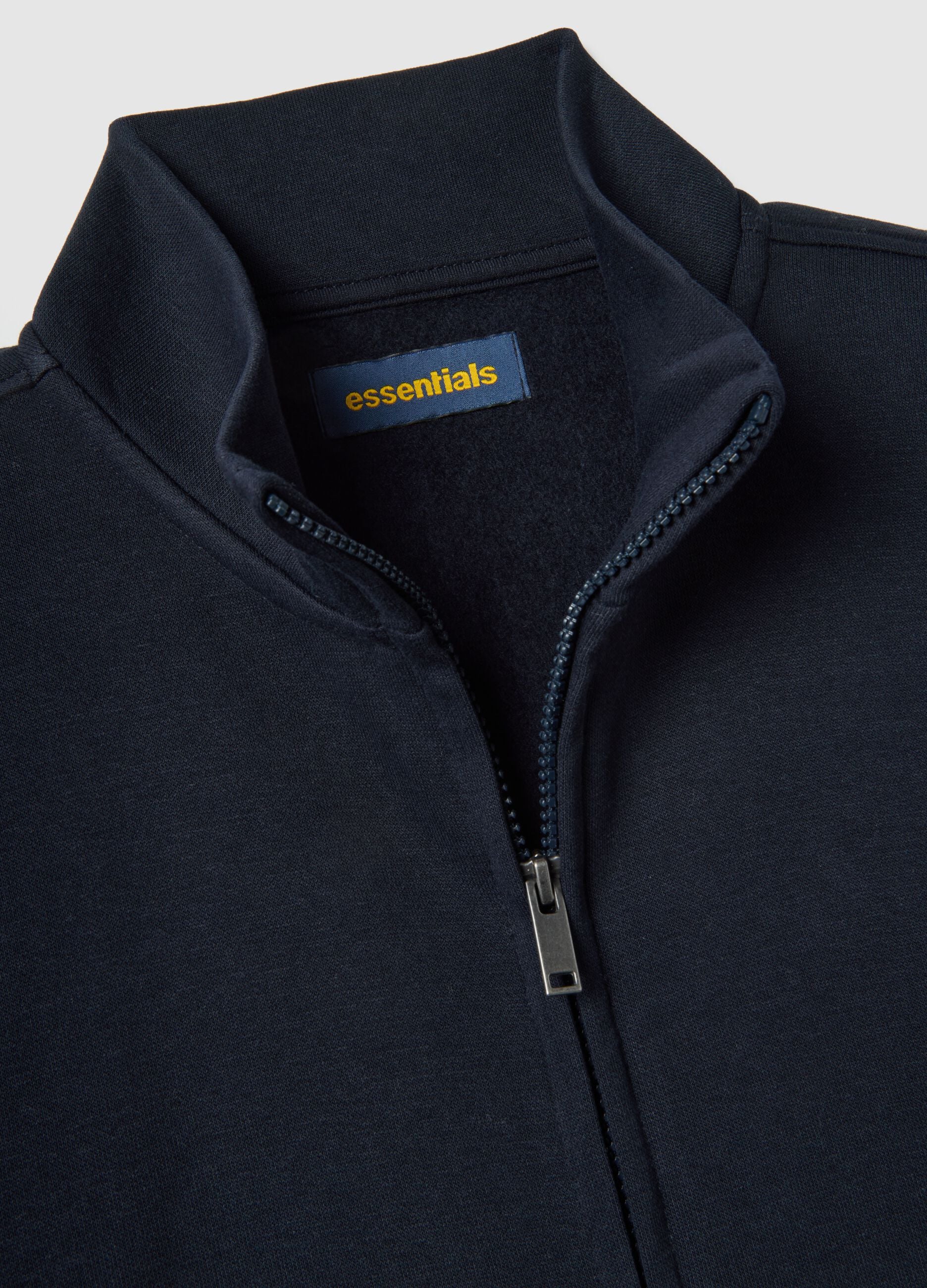 Blue cotton-blend sweatshirt regular fit with full zip
