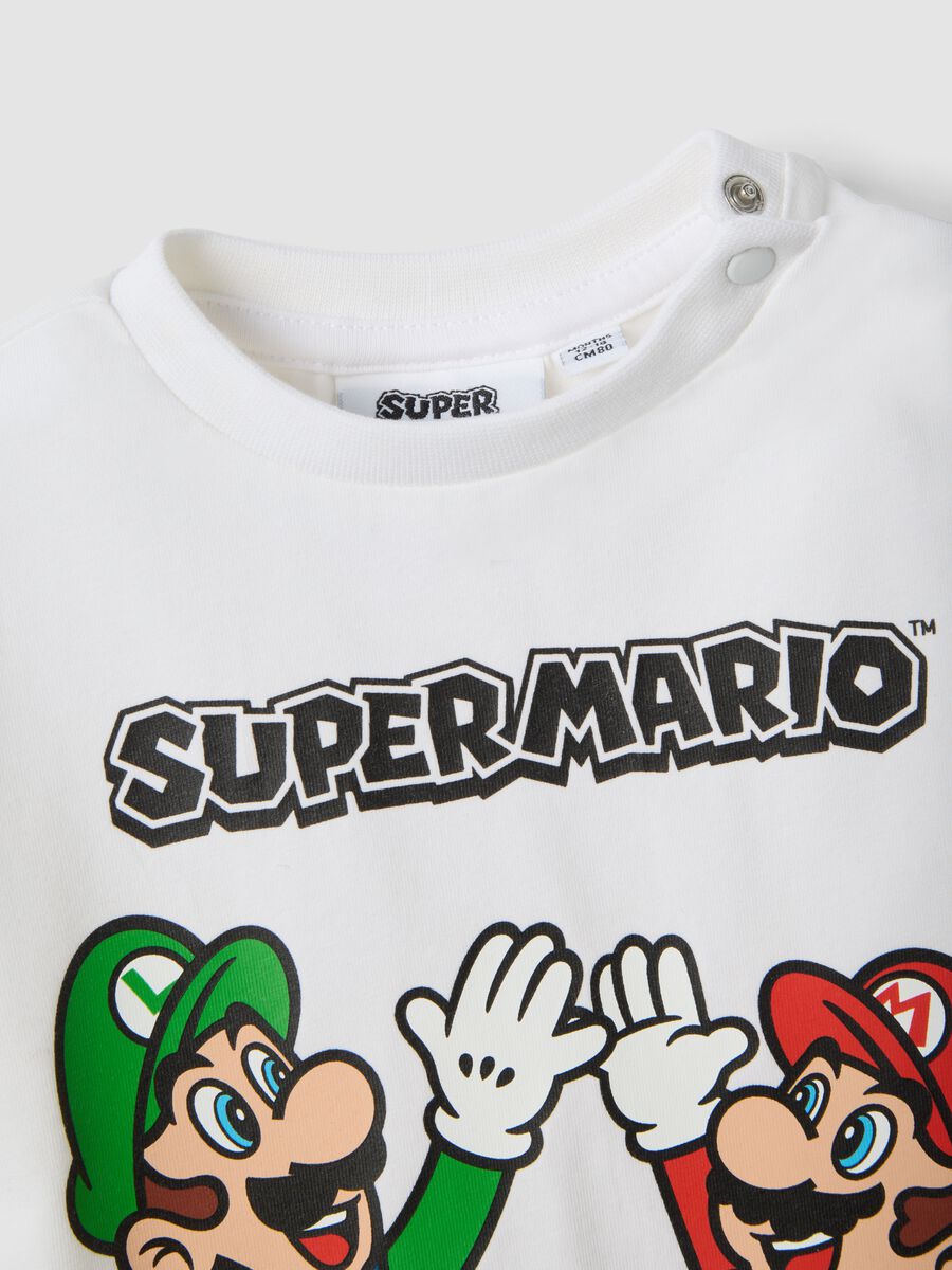 T-shirt bianca in cotone elasticizzato a maniche corte_2
