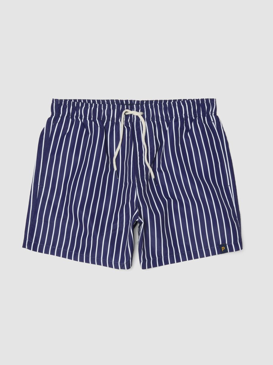 Boxer mare blu a righe bianche con coulisse_4