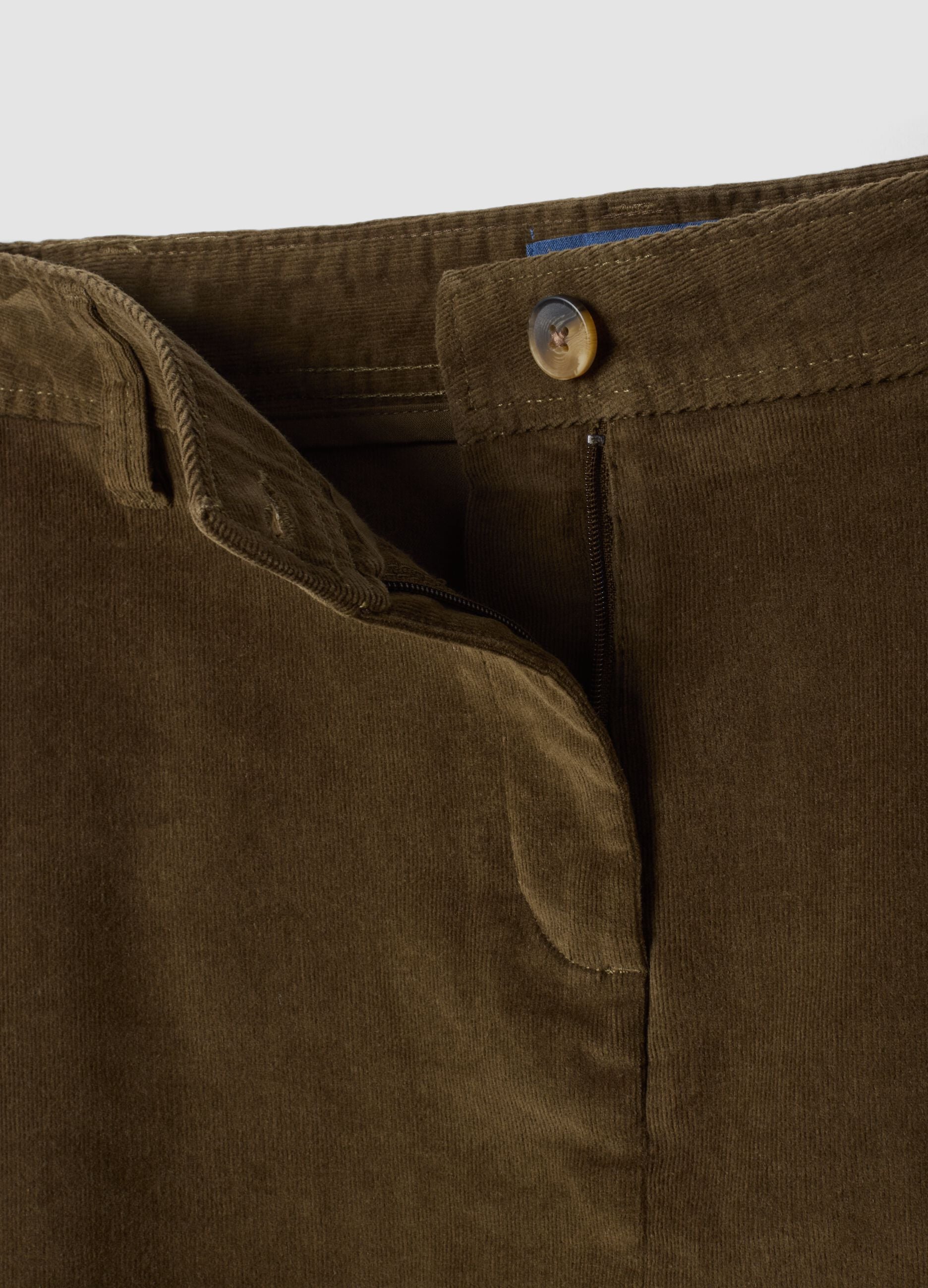 Short green ribbed stretch-cotton skirt