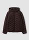 Brown Ultralight Quilted Jacket with Hood and Zip_0