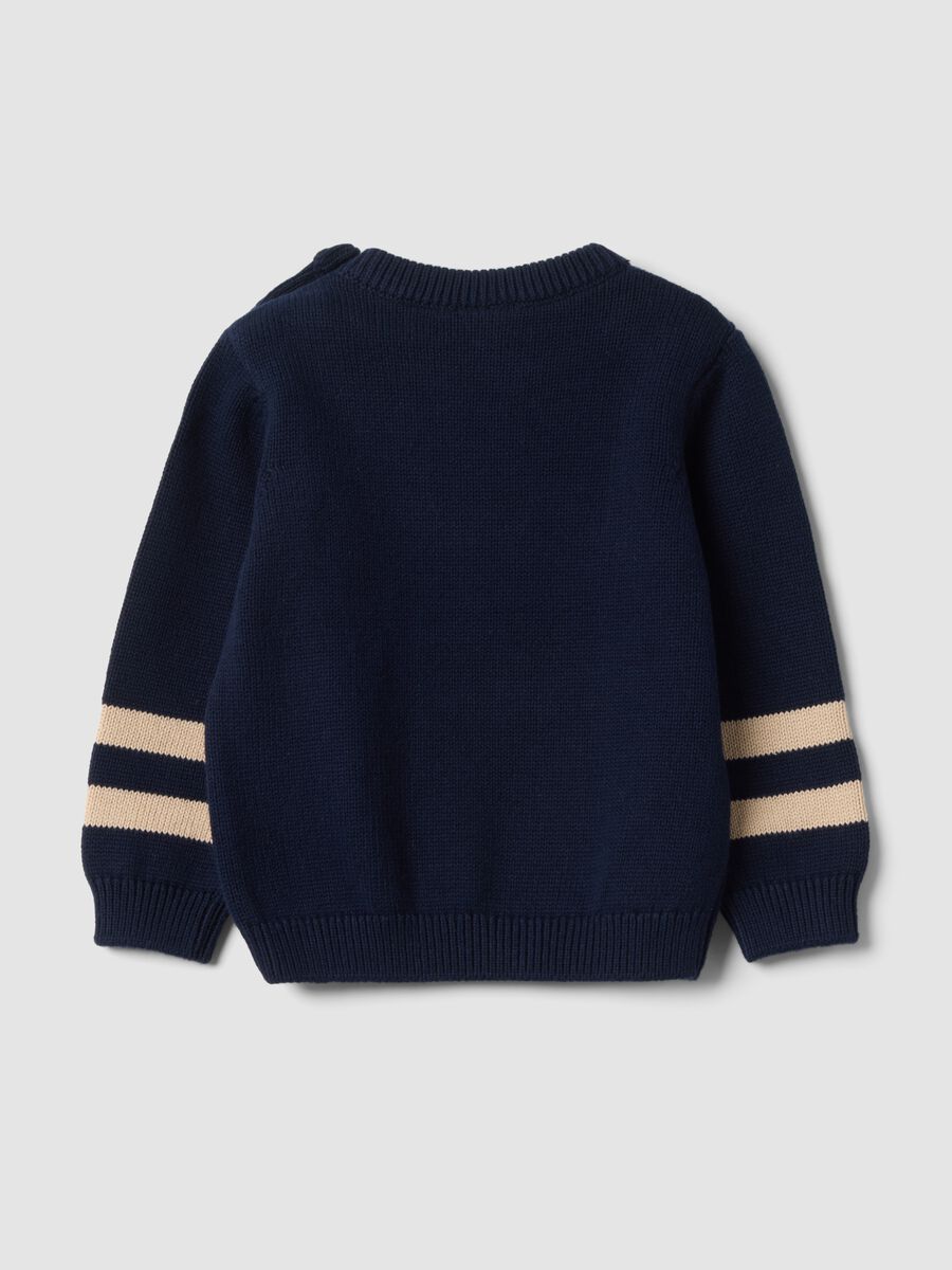 Blue pure cotton crew-neck jumper with puppy print for baby boy_1