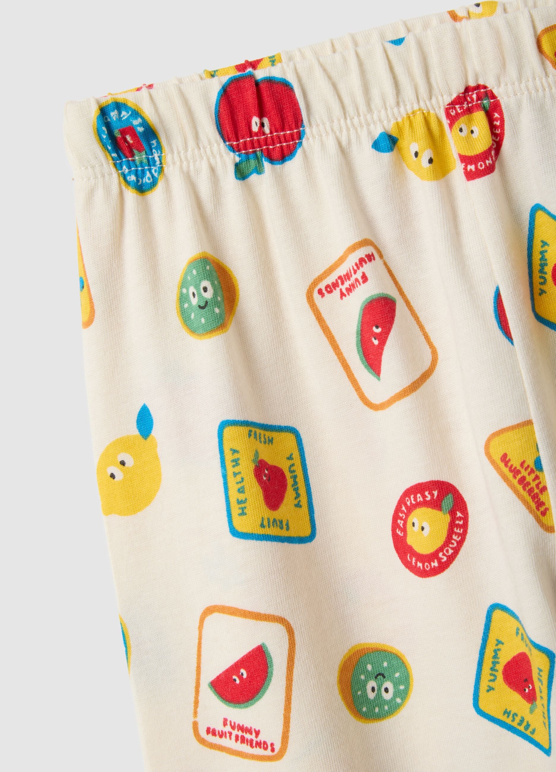 Multicolour newborn pyjamas in pure cotton regular fit with prints