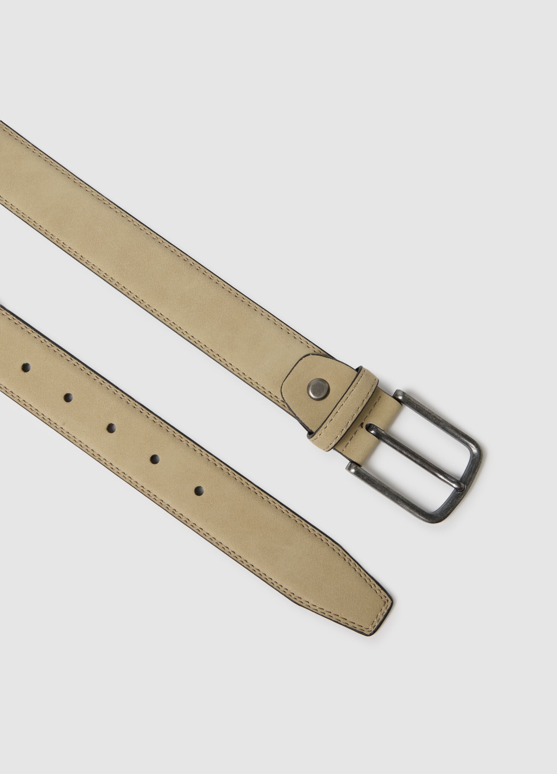 Beige Belt with Classic Buckle