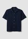 Men&rsquo;s blue organic cotton shirt with bowling collar_4