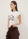 White fitted stretch-cotton T-shirt with print_0