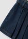 Blue denim skort in pure cotton with pleats for girls_3