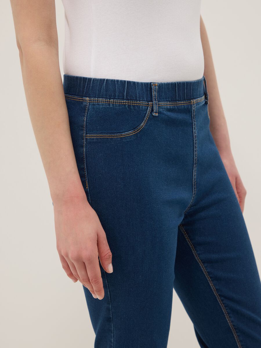 Blue skinny fit stretch denim blend jeans_3