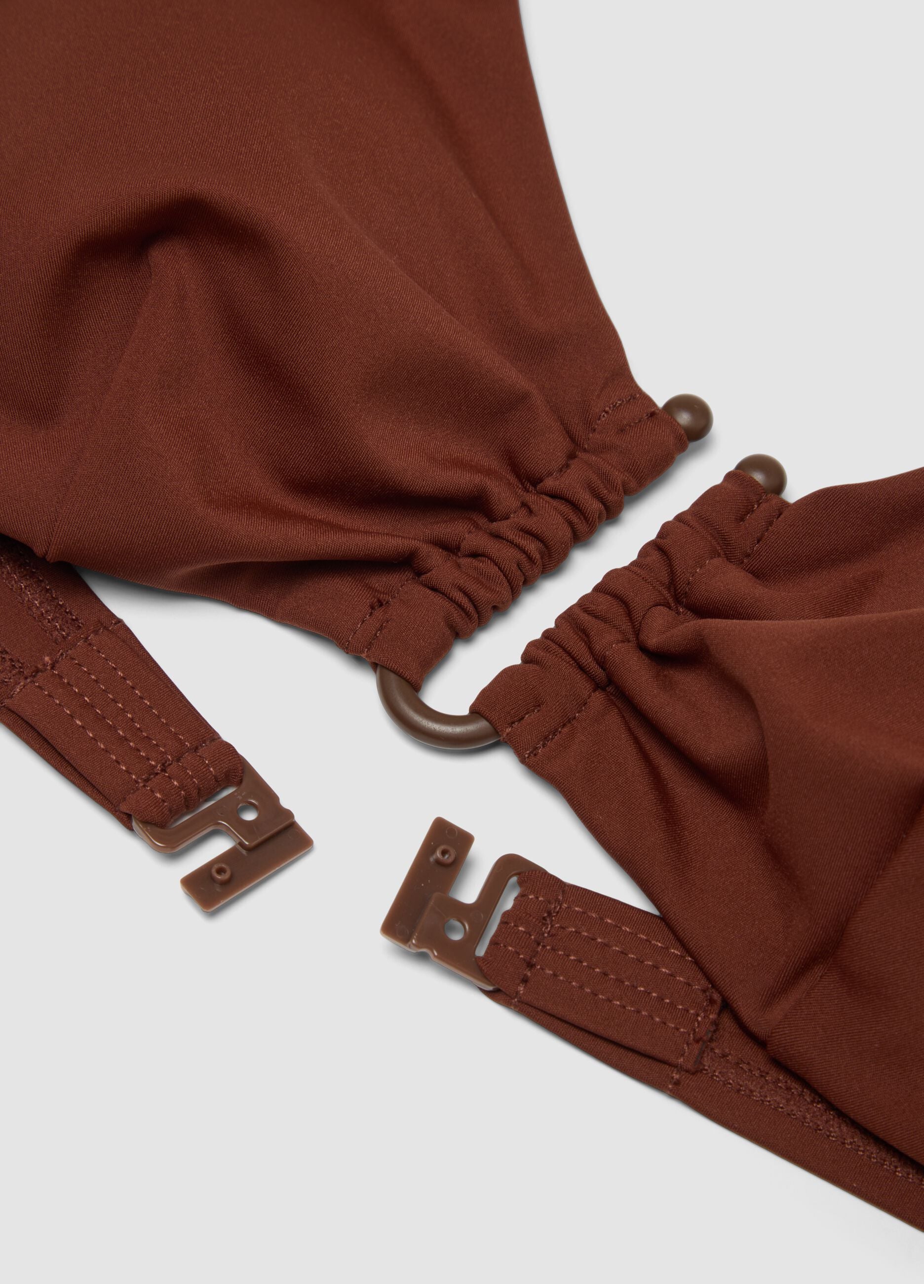 Brown triangle bikini top in stretch fabric