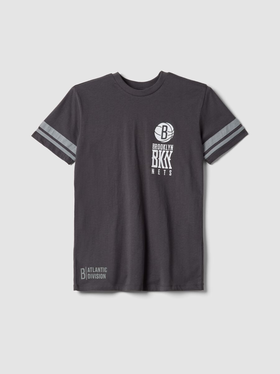 Boy's grey pure cotton t-shirt relaxed fit Brooklyn Nets_3