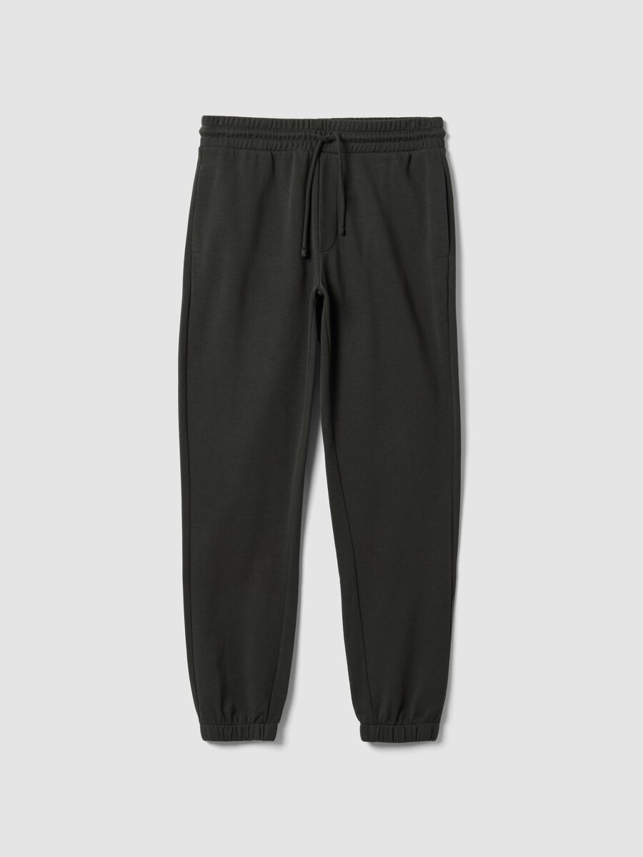 Dark grey cotton-blend jogger trousers, regular fit_0
