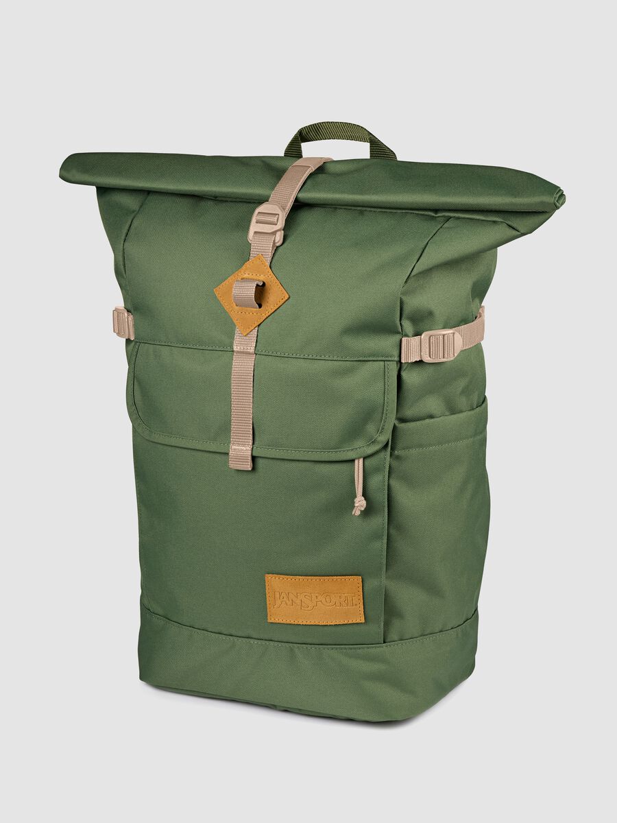 Green roll-top backpack with pockets_4