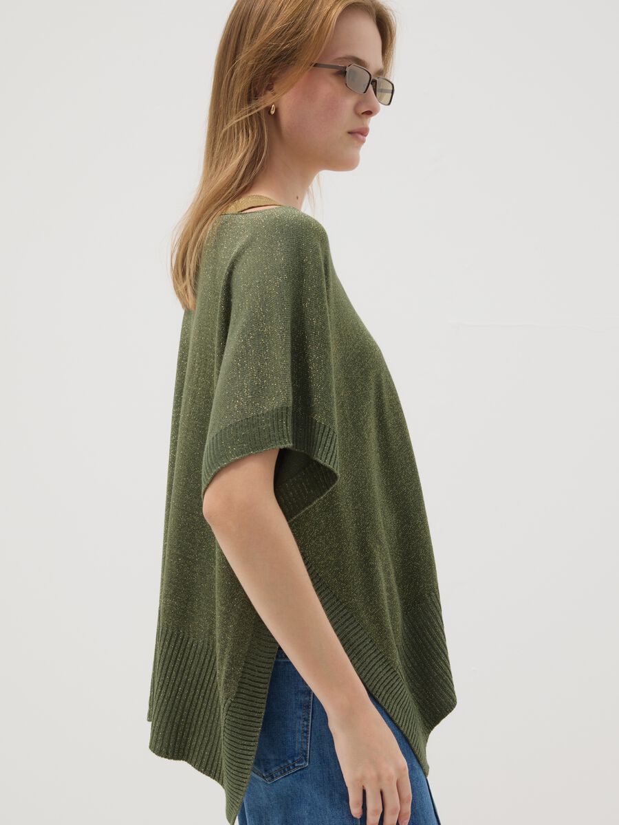 Maglia verde in misto modal con scollo a V_0