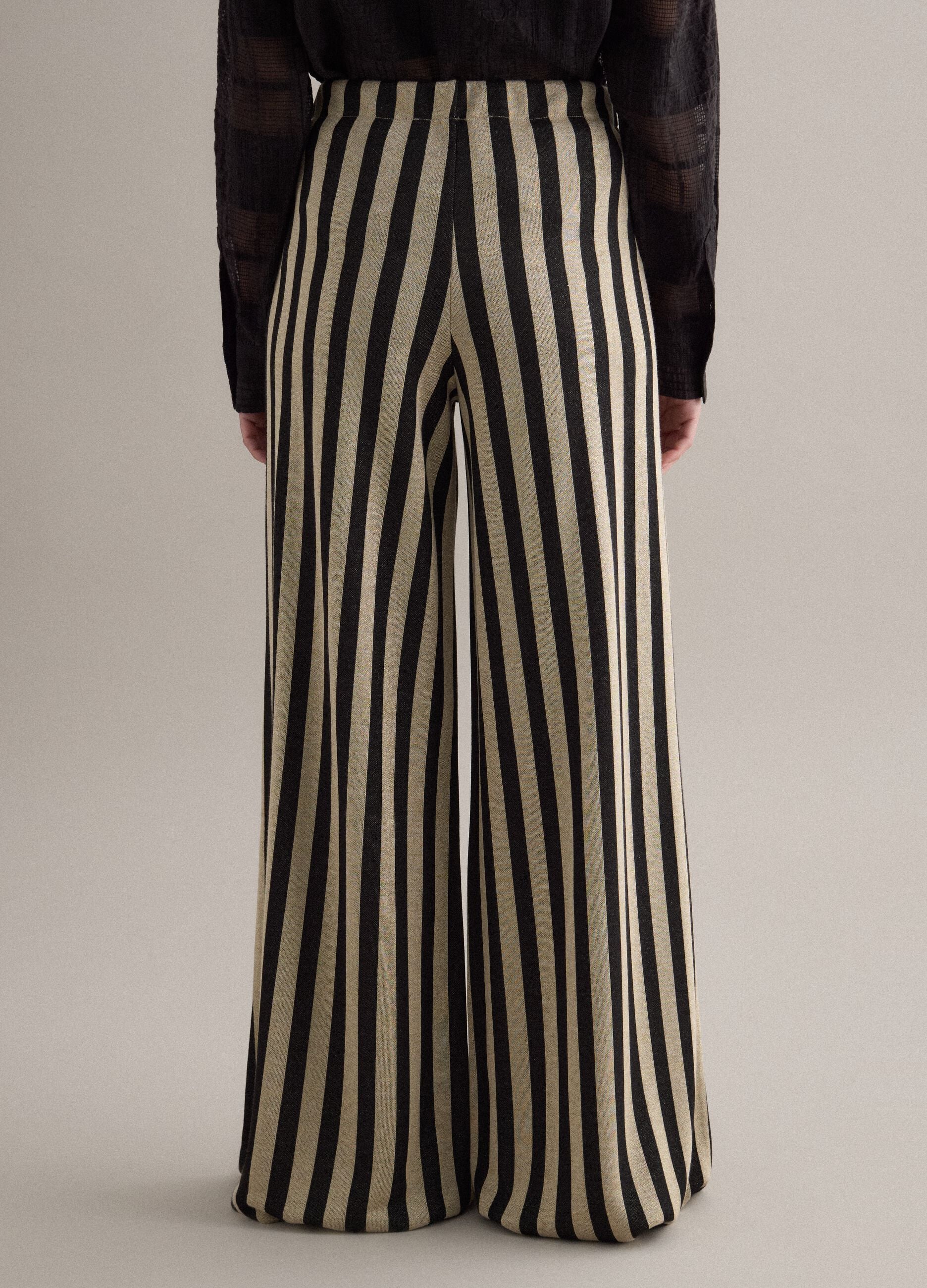 Multicolour striped regular fit viscose blend trousers