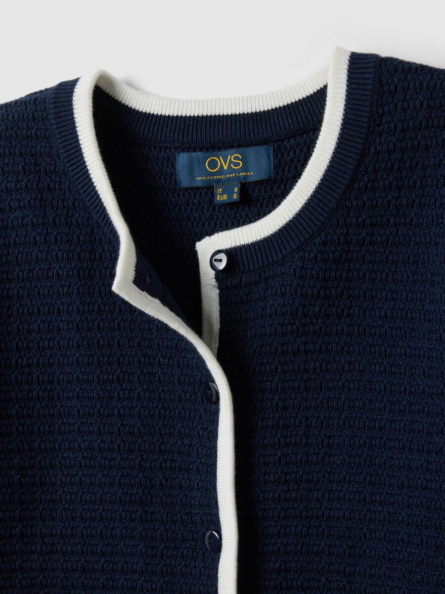 Regular fit blue cotton cardigan with buttons_5