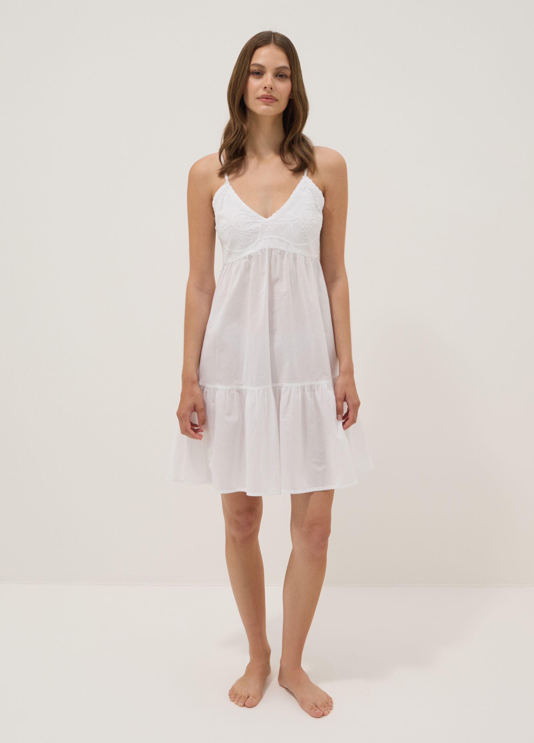 White organic cotton nightdress with straps