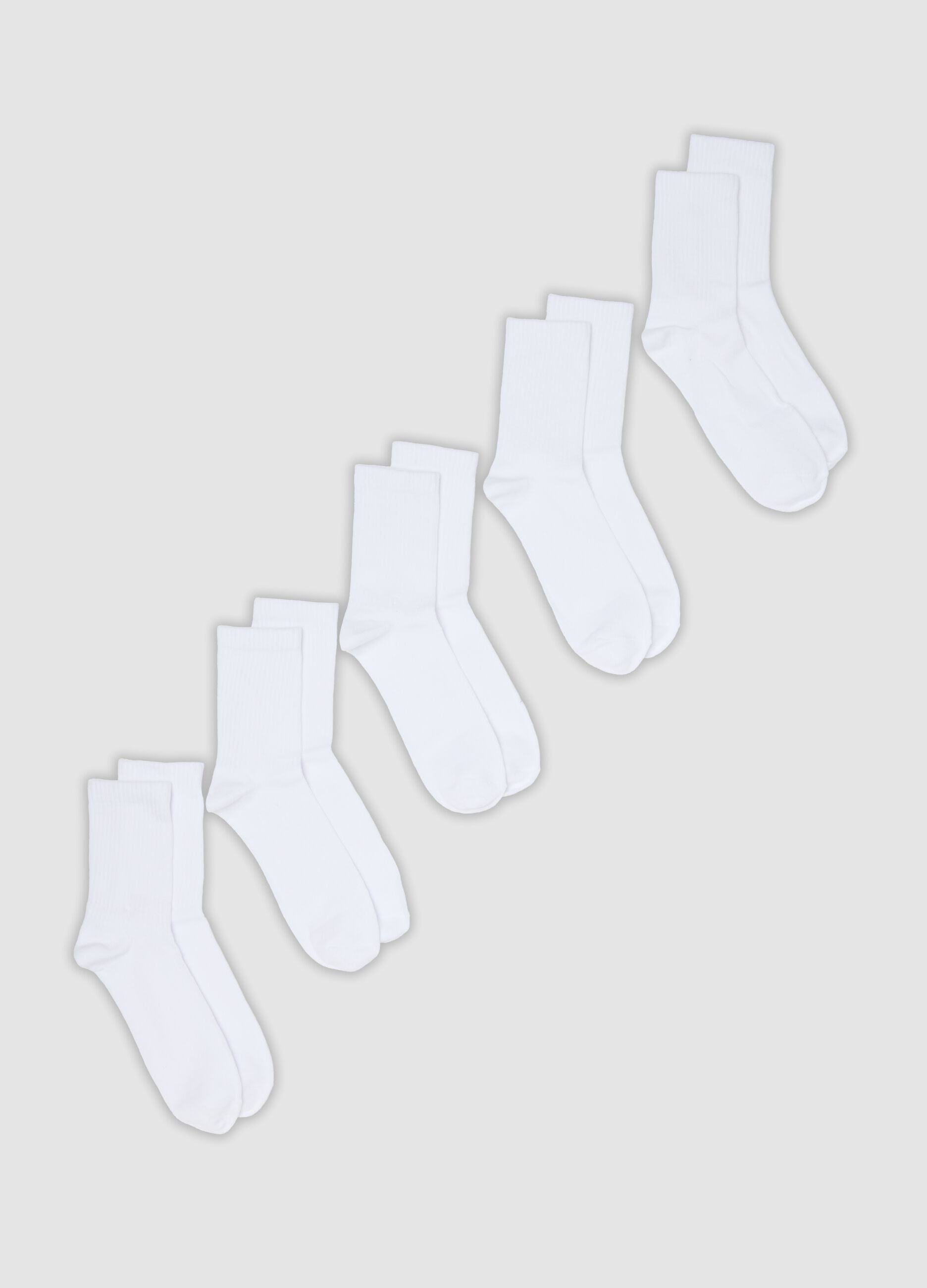 Pack of five white organic cotton sports socks